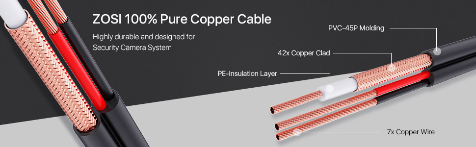 ZOSI 100% Pure Copper Cable