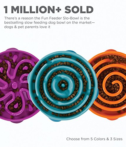 外出獵犬樂趣餵食器Slo碗健康,慢餵狗碗,高,紫色 - Image 4