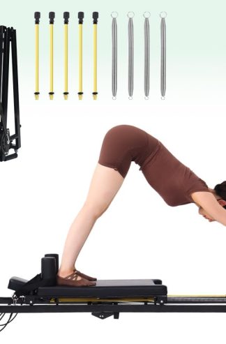 折疊式普拉提塑身機，帶彈簧和繩索的雙重阻力，適合家庭和健身房使用的普拉提機，適合高級人士和初學者，容量高達 400 磅