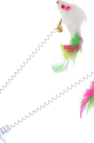 4 件裝羽毛吸盤滑鼠玩具寵物玩具互動滑鼠室內