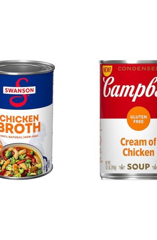 （4 件裝）斯旺森雞湯和坎貝爾濃縮無麩質奶油雞湯