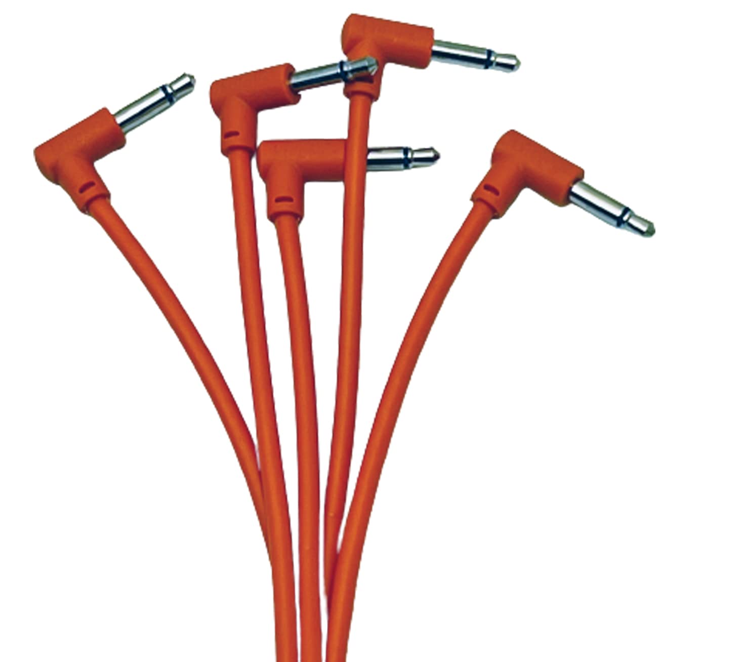 SSMS - Luigis Modular M-PAR Right Angled Eurorack Patch Cables - Package of 5 Orange Cables, 6" (15 cm) Right Angled Design | Easy-To-Grab TS Male Plugs | No-Kink PVC Casing | 28 AWG Copper Wire