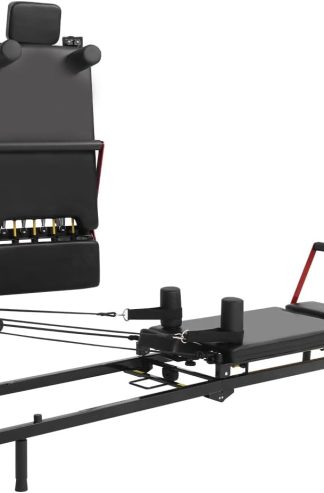 適用於家庭工作室的普拉提塑身機，快速組裝可折疊普拉提塑身機，承重能力達 330 磅，阻力可調的普拉提機