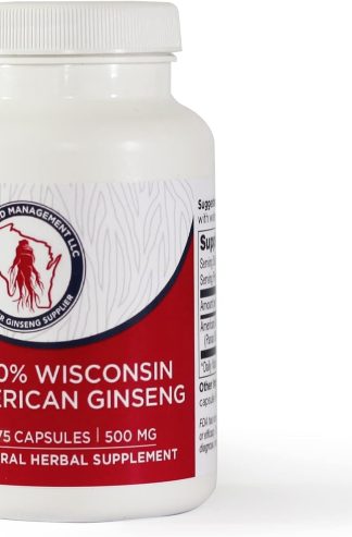 Dairyland 花旗參膠囊，75 克拉（2000 毫克）– 濃縮威斯康星州人參根提取物 – 每日草藥補充劑，支持免疫