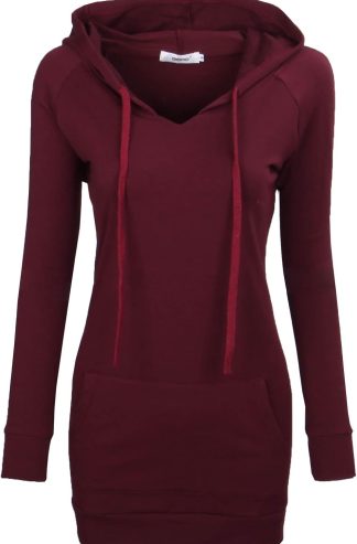 BEPEI Womens Long Sleeve Tunic Hoodie Dressy String Sweatshirts With Pockets