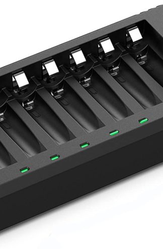 POWEROWL 8 槽 AA AAA 電池充電器，USB 高速充電，獨立插槽，適用於鎳氫充電電池，無適配器