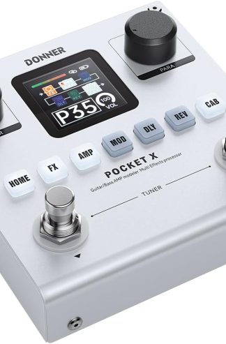 Donner Pocket-X 多效果吉他踏板吉他/貝斯 AMP 建模器多效果處理器便攜式可充電吉他踏板，帶 6 個效果模組、80 個預設、20 個電吉他 IR