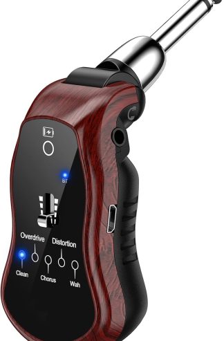 Guitar Headphone Amp Mini Portable Headphone Amplifier Plug Rechargeable Travel Pocket Electric Guitar Bass Amp with Bluetooth Receiver Clean Chorus Flanger Metal and Wah 5 Effects