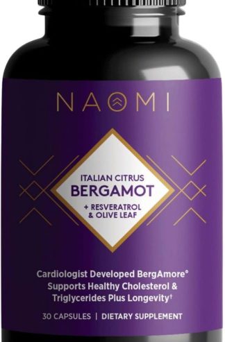 NAOMI 意大利柑橘佛手柑 500 毫克 + 白藜蘆醇，屢獲殊榮的心髒病專家 Dvlpd，支持正常膽固醇和健康的細胞功能，7 種關鍵多酚，白藜蘆醇和橄欖葉，30 天供應量