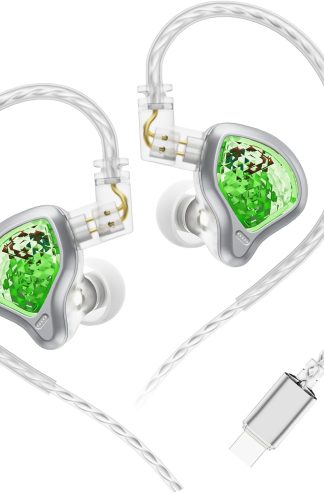 bi01在耳朵監視器中耳機Hifi IEM電線耳塞帶有麥克風,雙磁鐵單動驅動器監視器遊戲耳機,帶2PIN可拆卸電纜,用於歌手音樂家鼓手(BI01 Type-C)