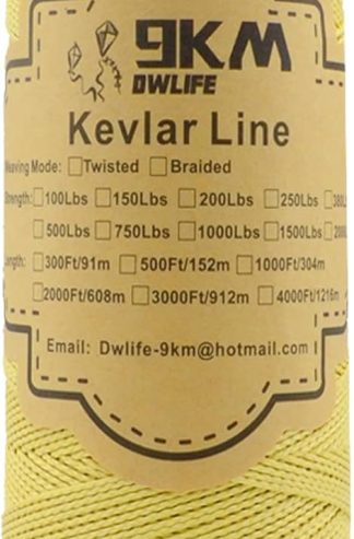 9 公里 DWLIFE 凱夫拉風箏線 100 磅 1000 英尺編織凱夫拉線低彈力高強度重型釣魚輔助線露營遠足戶外求生繩