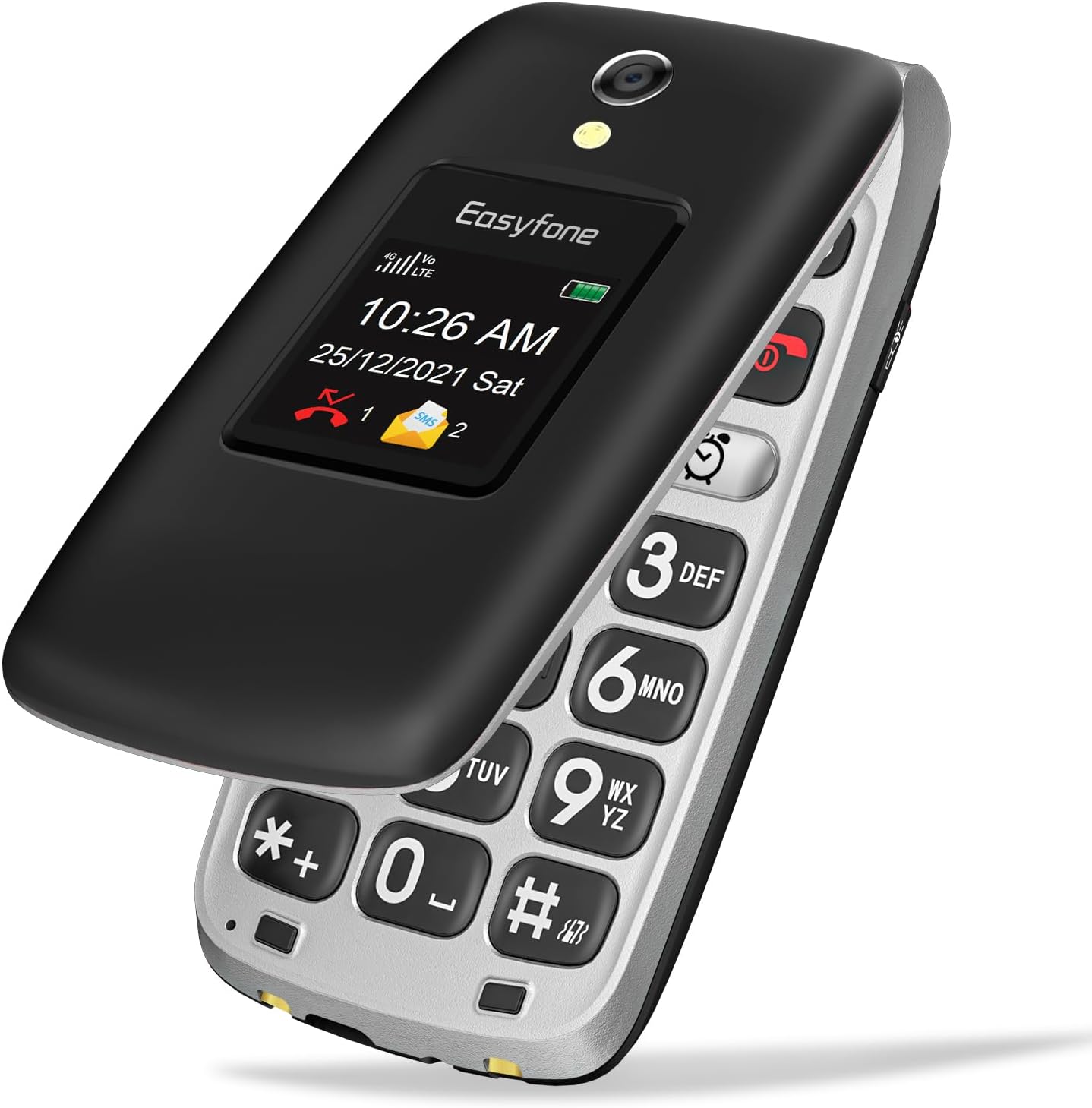 Easyfone Prime-A1 Pro 4G Flip Cell Phone for Seniors | Easy-to-Use | Big Buttons | Clear Sound | SOS & Block Button | Photo Speed Dial | SIM Card Included and Charging Dock (Black) - Image 2