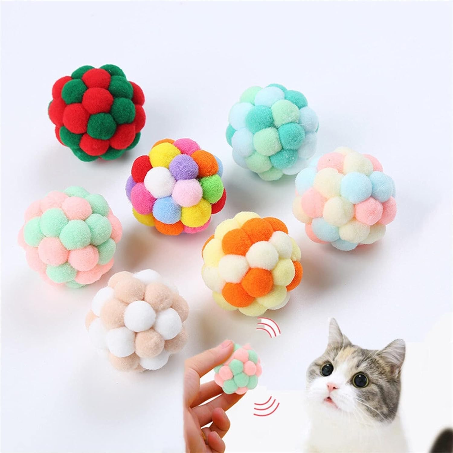 Interactive Toys for Cats Cat Toy Plush Colorful Bell Ball with Interactive Bite Play Pet Supplies(03) - Image 2