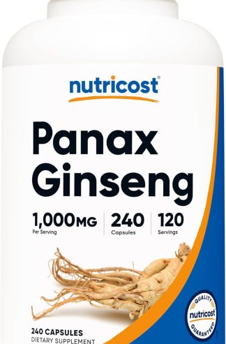 Nutricost 人參 1000 毫克,240 粒膠囊 - 非基因改造,無麩質,120 份