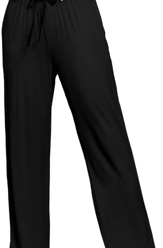 COLORFULLEAF Women's Bamboo Rayon Pajamas Pants Wide Leg Yoga Pants Casual Loose Cozy Sweatpants with Pockets