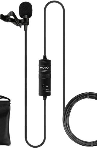 Movo LV1-USB 領夾式麥克風，適用於相機，領夾式麥克風，適用於 iPhone 和 Android 智慧型手機，機身領夾式麥克風，夾式麥克風，適用於 3.5 毫米，襯衫式領夾式麥克風，適用於手機、GoPro、訪談、電腦、PC