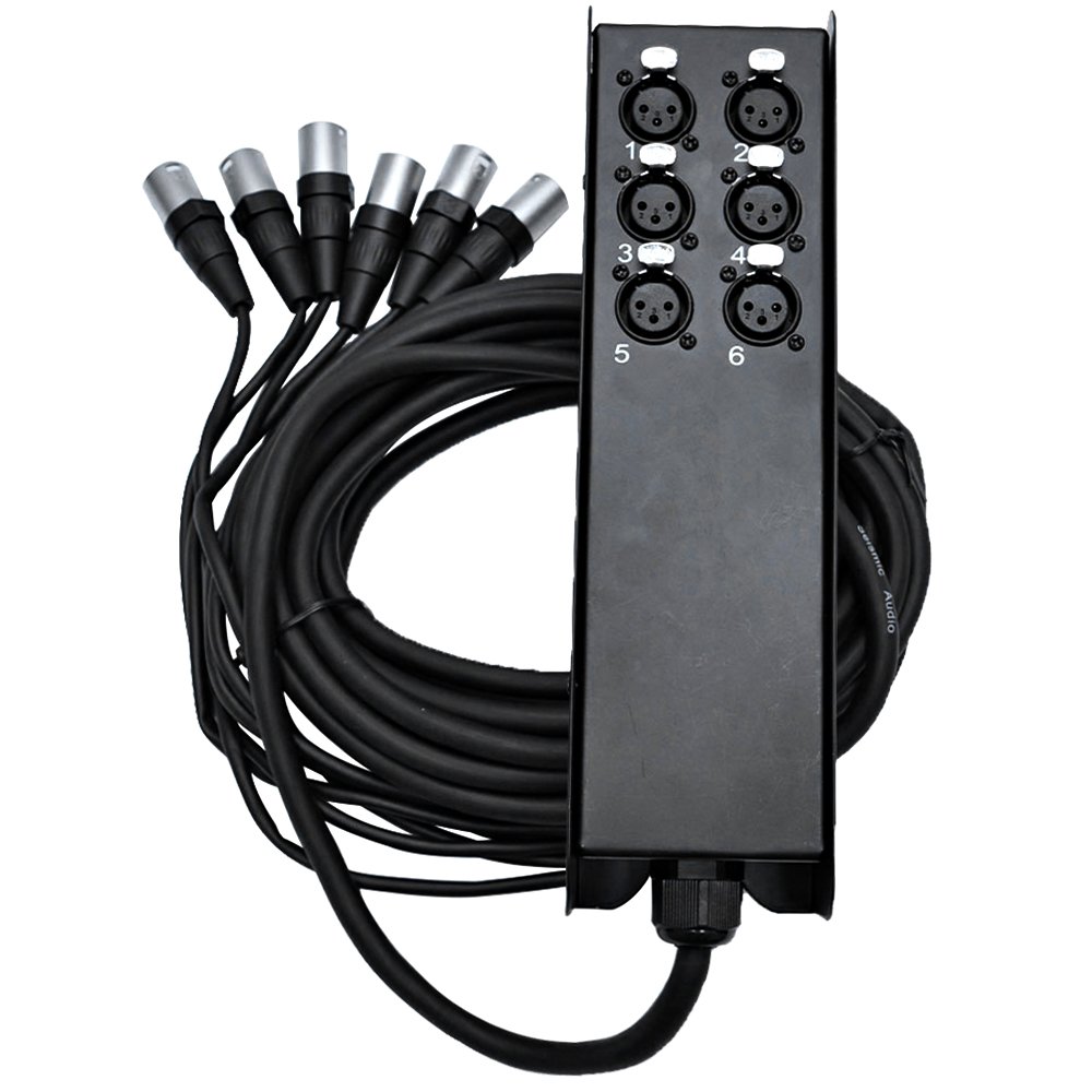 Seismic Audio SACB-6x25 6 通道薄型 XLR 傳送子蛇形電纜,25 英尺