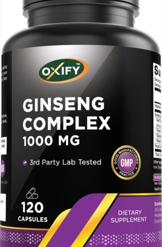 Oxify 人參複合物 1000 毫克，含 B12 和蜂王漿 | 120 粒膠囊 |無麩質、非基因改造 |美國製造的補充劑