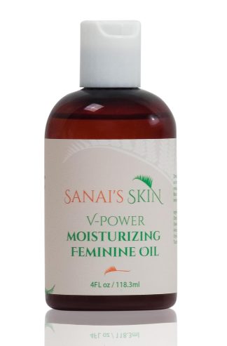 Moisturizing Body Oil by Sanai's Skin | V-Power Moisturizing Feminine Oil | Daily Moisturizer and Feminie Oil with Shea Oil & Sweet Almond Oil Glowing Skin - 4 Fl Oz