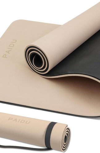 PAIDU 瑜珈墊防滑防撕裂超厚 2/5 英寸（10 毫米）重型專業 POE 瑜珈墊適合女士男士兒童 72 英寸 x 24 英寸鍛煉瑜伽普拉提和自由體操帶背帶