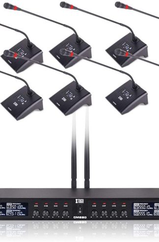 XTUGA CM280 8 通道無線鵝頸麥克風系統，UHF 固定頻率會議麥克風，具有清晰的音頻，適用於公司董事會、政府會議和大型會議