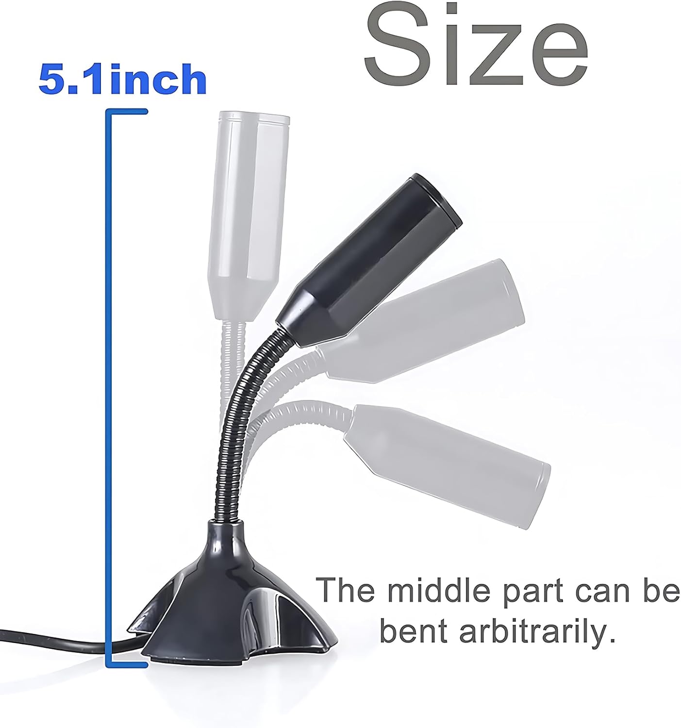 適用於桌上型電腦和筆記型電腦的迷你 USB 麥克風,便攜式 USB 電容麥克風,帶可調節支架,兼容 PC/Mac,即插即用,非常適合會議、線上課堂、遊戲、遠端工作(黑色) - Image 4