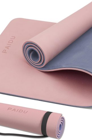PAIDU 瑜珈墊防滑防撕裂超厚 2/5 英寸（10 毫米）重型專業 POE 瑜珈墊適合女士男士兒童 72 英寸 x 24 英寸鍛煉瑜伽普拉提和自由體操帶背帶
