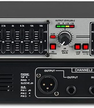 Graphic Equalizer 15-Band Stereo EQ for Home Audio, Dual Channel Professional Silver DJ Equalizer, Noise Reduction 1U Rack Mount (EQ-215S)