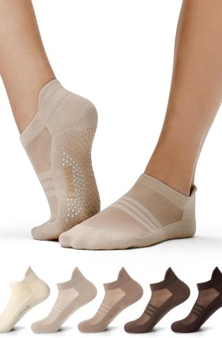 FITRELL Pilates Grip Socks for Women Non-Slip Yoga 5 Pairs