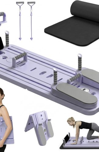 普拉提板、可折疊家用普拉提塑身機套裝、多功能便攜式普拉提塑身機板、家用普拉提機、普拉提設備、帶瑜伽墊和計時器的普拉提板套裝