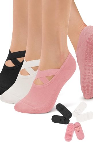 Diu Life 3 件裝普拉提襪子女式防滑瑜珈襪帶握把芭蕾舞蹈醫院襪子
