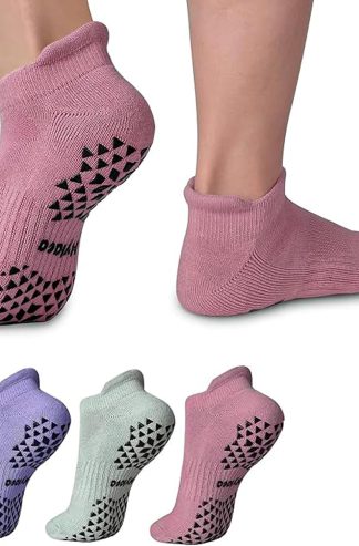 Hylaea 男女通用防滑握力襪，適合瑜伽、醫院、普拉提、芭蕾舞 |腳踝，帶襯墊 |透氣棉質，加厚鞋底，防滑，保護腳踝，男女適用，非常適合瑜伽、芭桿、醫院和家庭使用