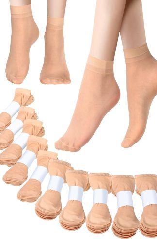 Geyoga 100雙女士純粹的腳踝襪子散裝薄尼龍襪子女性膚色襪襪尼龍襪子女士