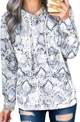 Dokotoo Women's Casual Long Sleeve Hoodies Sweatshirts Drawstring Pullover Tunic Tops With Pockets