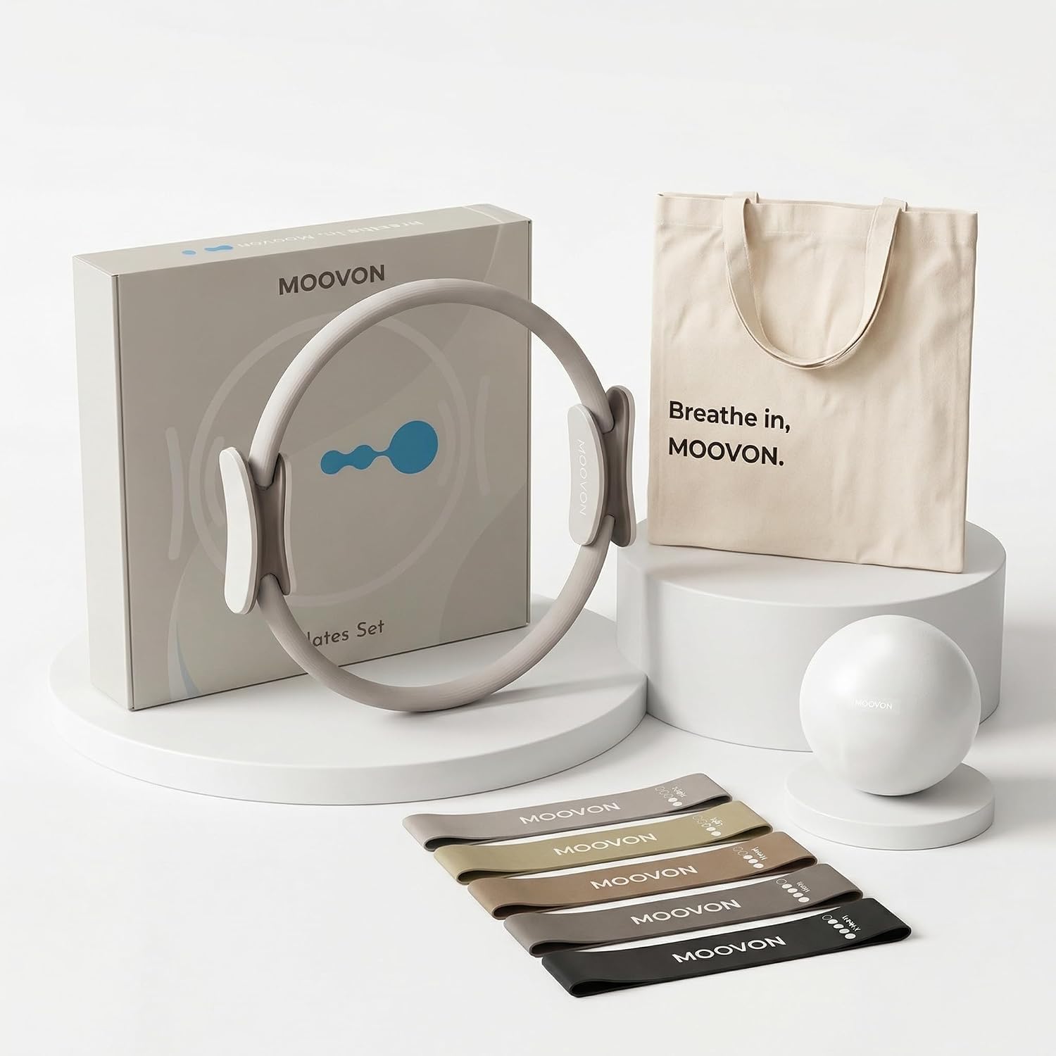 Pilates Equipment Kit for Beginners with Ring, Ball & Resistance Bands | Includes canvas tote bag, 14" ring, 9.8" mini ball, and 5 resistance bands for beginner home pilates - Image 6