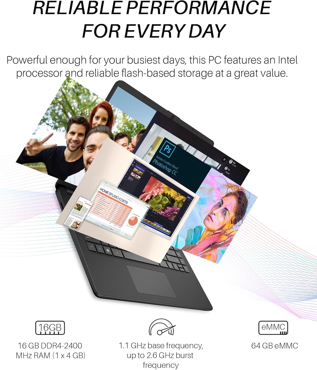 HP筆記本電腦16GB RAM用於學生業務,14英寸高清屏幕,Intel雙核N4120,416GB存儲(128GB EMMC + 256GB MSD + 32GB USB USB C Flash Drive),Windows 11 Pro&Office Pro Lifetime許可證 - Image 5