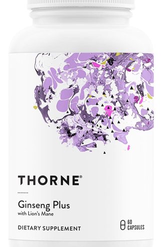 THORNE - Ginseng Plus - Supports Daily Energy Levels, Mental Clarity, Mood & Stress Management* - with Lion's Mane & Greek Mountain Tea - Third-Party Certified - Gluten & Dairy-Free - 60 Capsules