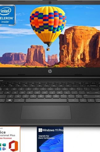 HP筆記本電腦16GB RAM用於學生業務，14英寸高清屏幕，Intel雙核N4120，416GB存儲（128GB EMMC + 256GB MSD + 32GB USB USB C Flash Drive），Windows 11 Pro＆Office Pro Lifetime許可證