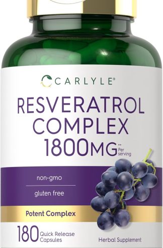 Carlyle 白藜蘆醇補充劑 1800 毫克 | 180 粒膠囊 |非轉基因和無麩質 |強效複合物