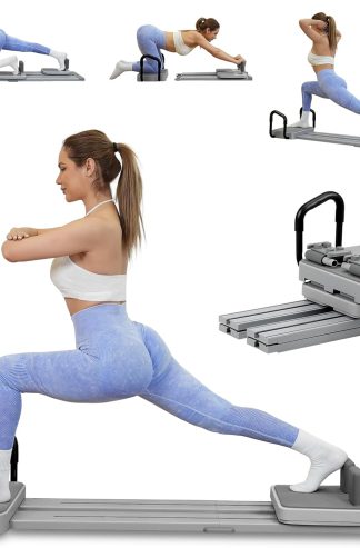 普拉提塑身機 - 帶有 66.9 英寸加長導軌的普拉提板、便攜式多功能腹部普拉提滑雪設備適用於家庭運動器材、普拉提機