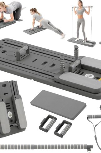 COSIEST 家用普拉提板 可折疊普拉提塑身機套裝，帶阻力帶 專業一體式鍛鍊健身器材，適用於核心肌群、腹部、臀肌、腿部、臀部和手臂