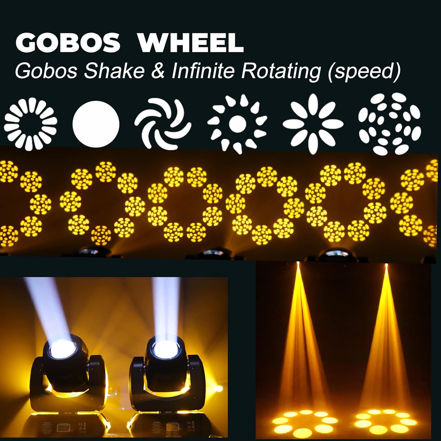 120W LED Moving Head Dj Light Roto Prism Beam Stage Lights 8 GOBOs 8 Colors DMX 512 12CH Sound DJ Lighting for Disco Party Events Wedding Stage Lighting (2) - Image 4