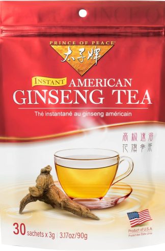 Prince of Peace 即溶花旗參茶，30 袋 – 健康飲品，不含咖啡因，能量增強，強效抗氧化劑，美國製造，植物萃取物