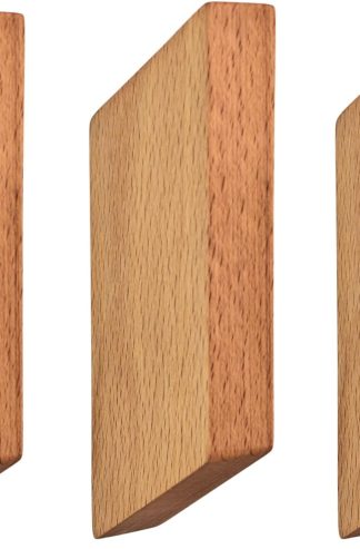 適用於入口、浴室、衣櫃的現代衣服和毛巾架 - 中世紀現代壁掛式衣架 - 入口收納架 - 壁掛式掛鉤(山毛櫸木)