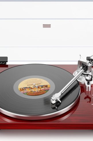 乙烯基唱片播放器皮帶驅動轉盤可用於具有藍牙連接,USB數字輸出,磁性彈藥和可調配重的乙烯基記錄,AT-3600L,33或45 rpm,M485-RED