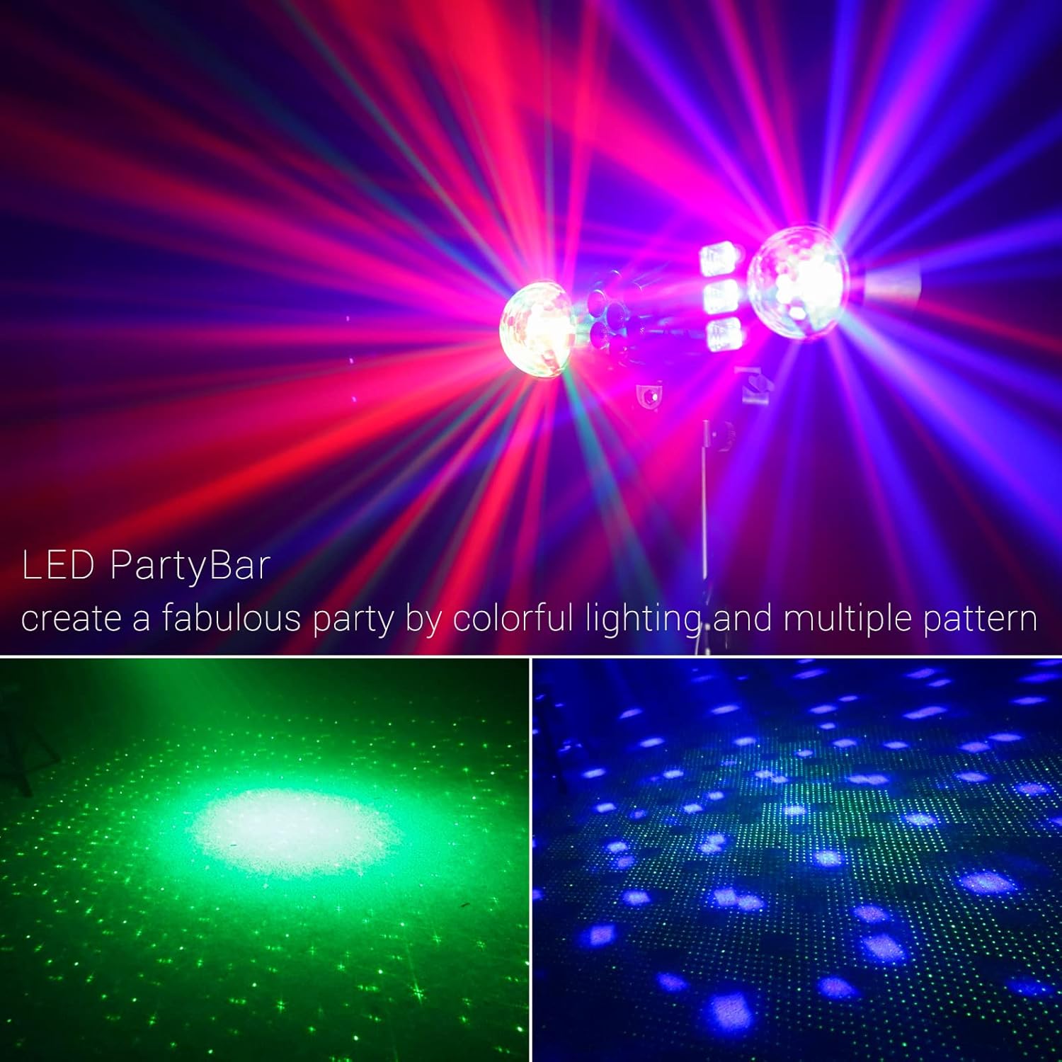 Telbum DJ 燈帶支架,5 合 1 派對酒吧燈套裝,帶旋轉球、閃光燈、紫外線、彩色 LED 帕燈和圖案,適用於迪斯科舞台演出樂隊婚禮的聲控 DJ 照明系統 - Image 2