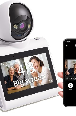 帶有4.3英寸屏幕的家庭安全攝像頭，用於老年人，嬰兒和寵物的雙向攝像機，帶運動檢測的1080p狗攝像頭