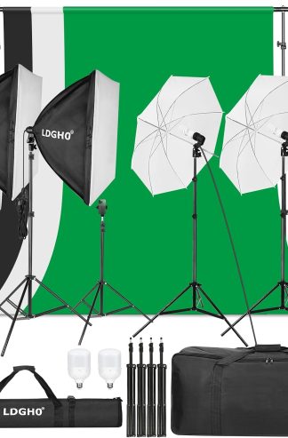Photography Lighting kit with Backdrops, 8.5x10ft Backdrop Stands, UL Certified 5500K 800W Equivalent 25W LED Umbrella Softbox Continuous Lighting, Photo Studio Equipment for Photo Video Shoot