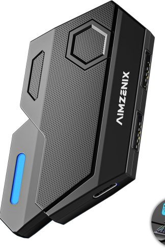 適用於 Nintendo Switch/Xbox One/Xbox Series/PS4/PS3 的鍵盤和鼠標適配器，AIMZENIX 遊戲控制器仿真器適配器，非常適合 FPS、TPS 和 RTS 遊戲機 [2023 Upgrade Version]