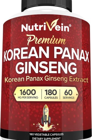 Nutrivein Premium Korean Red Panax Ginseng Supplement 1600 mg - 180 Caps